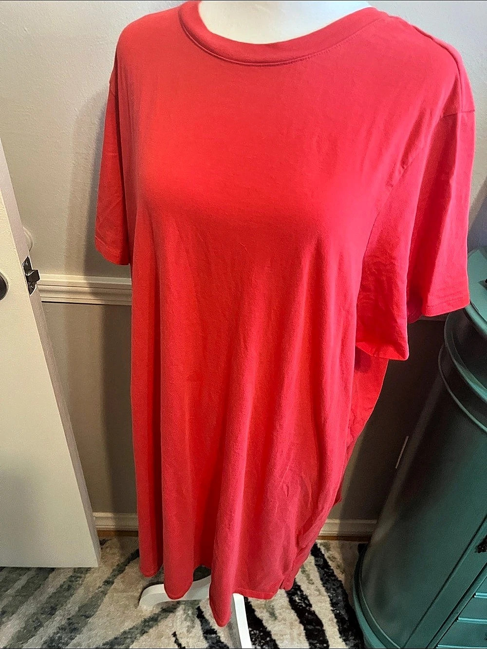 Red Short Sleeve tunic mostly orange